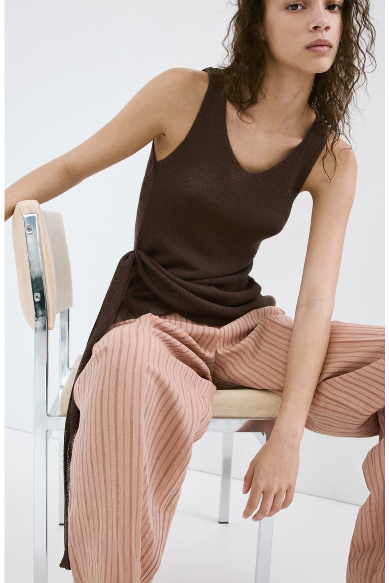 Asymmetric Drape Sash Knit Top, Alternate, color, CHOCOLATE
