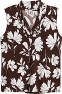 Anne Klein Floral Triple Pleat V-neck Top