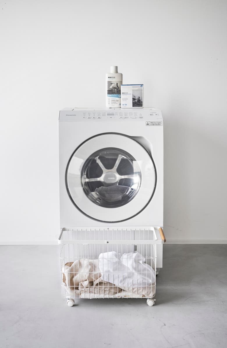 Yamazaki Rolling Laundry Basket, Alternate, color, White