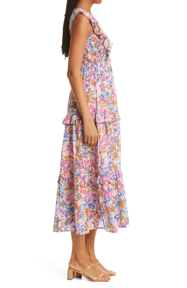 Banjanan Iris Floral Tiered Organic Cotton Dress, Alternate, color, 