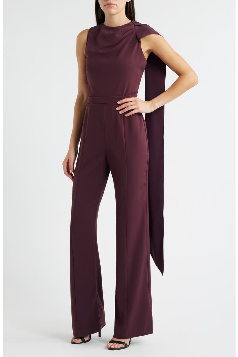 Enola Side Drape Sleeveless Jumpsuit, Alternate, color, OXBLOOD