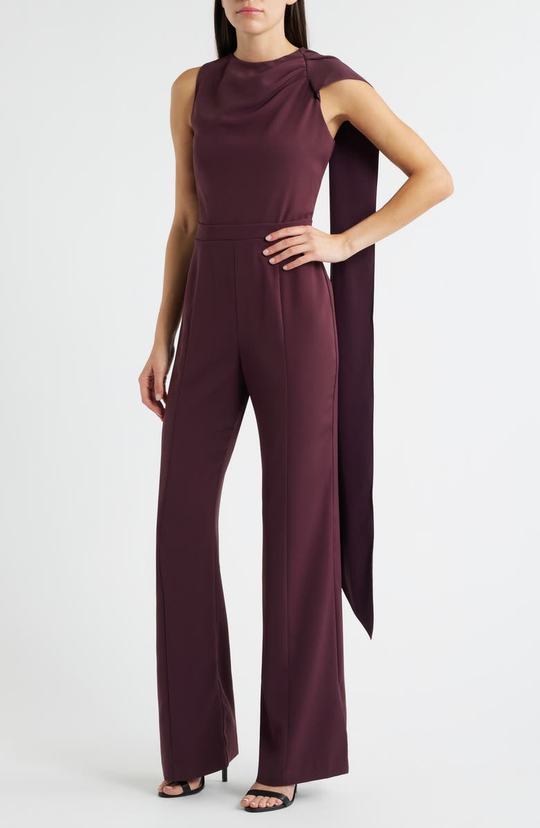 Black Halo Enola Side Drape Sleeveless Jumpsuit, Alternate, color, Oxblood