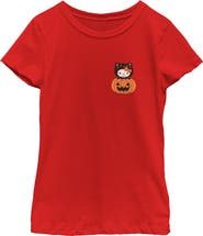 Hello Kitty Girl's Hello Kitty Halloween Pumpkin and Kitty Pocket Graphic T-Shirt