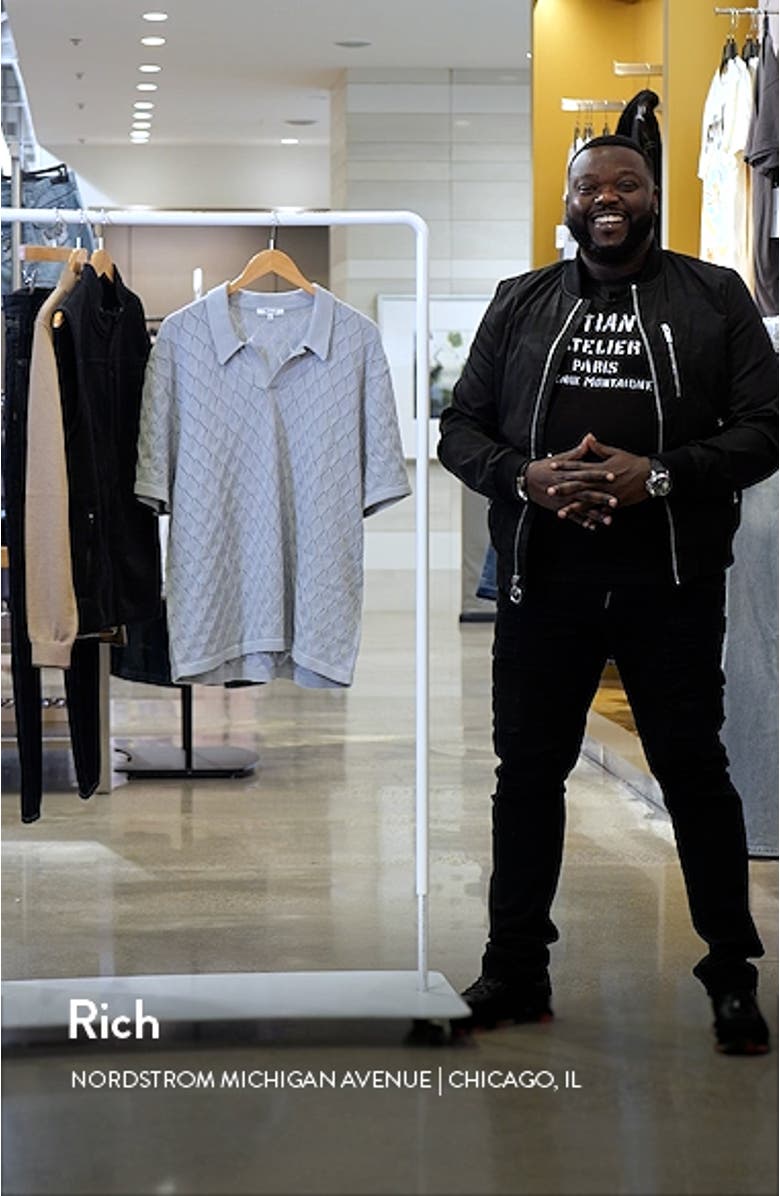 Diamond Stitch Johnny Collar Polo Sweater, sales video thumbnail