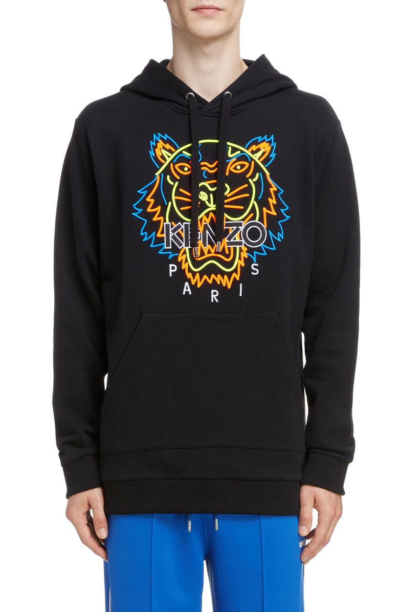 KENZO Neon Tiger Embroidered Hoodie, Main, color, 