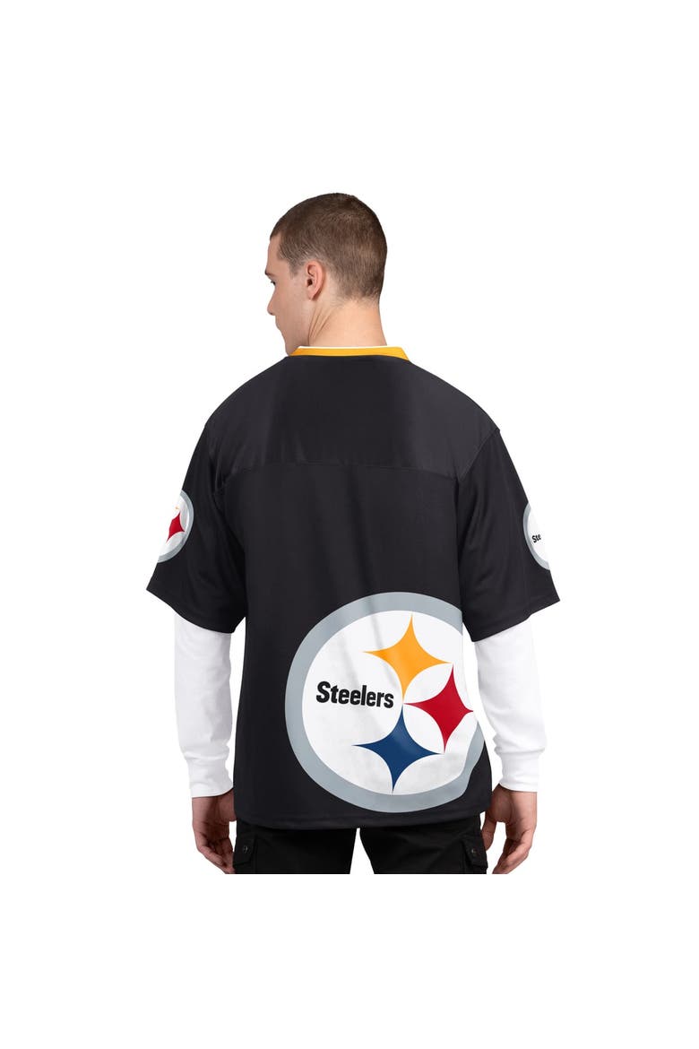 Men's Starter Black/White Pittsburgh Steelers Short Sleeve & Long Sleeve T-Shirt Combo Pack, Alternate, color, Black