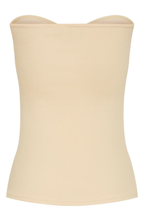 City Chic Asher Strapless Rib Top In Gray