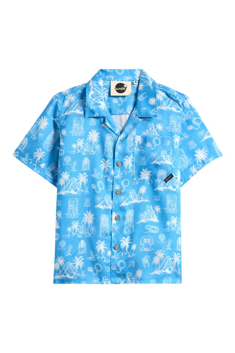 Kids' Yucatán Print Short Sleeve Button-Up Shirt, Main, color, BLUE