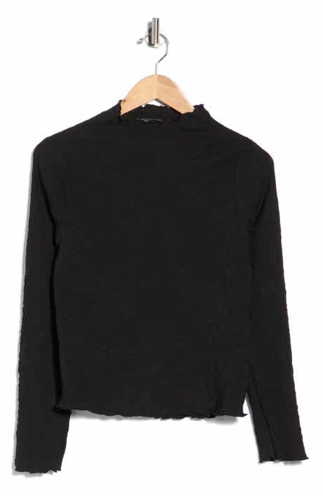 Floral Textured Mock Neck Top