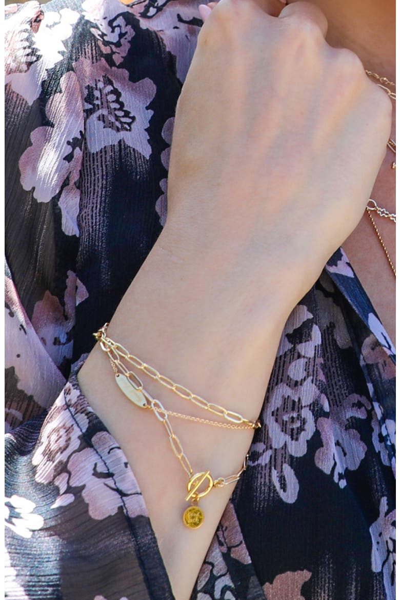 Double Chain Good Luck Charm Bracelet, Alternate, color, GOLD