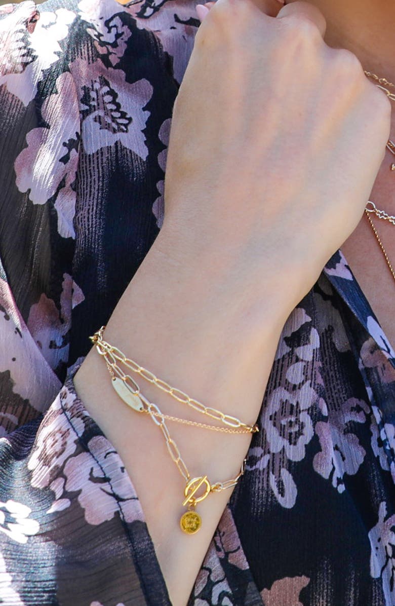 LA MENO Double Chain Good Luck Charm Bracelet, Alternate, color, 