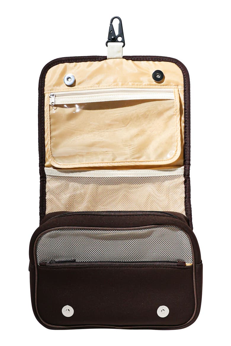 Neoprene Water Resistant Hanging Toiletry Case, Alternate, color, BROWN