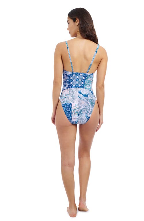Profile By Gottex Karma V Neck Underwire Insert One Piece In Blue Multi