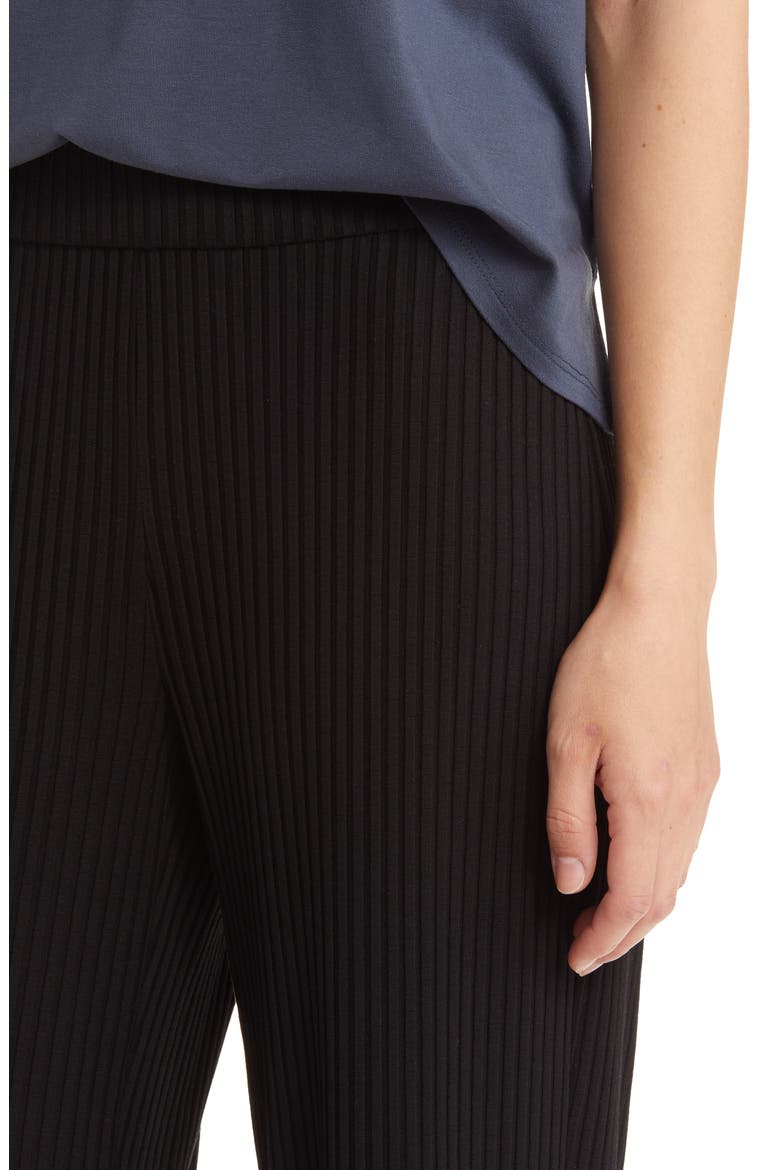 Ribbed Side Slit Wide Leg Pants, Alternate, color, BLACK