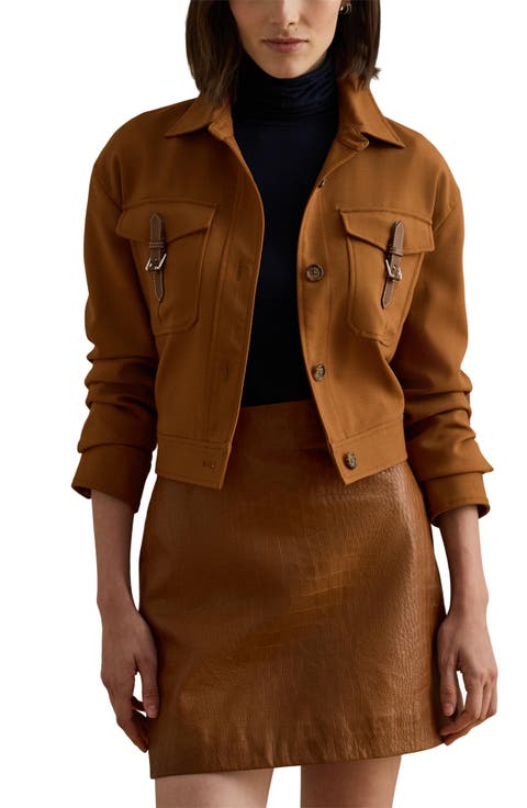 Buckle Trim Serge Crop Jacket
