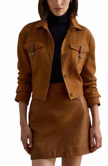 Lauren Ralph Lauren Buckle Trim Serge Crop Jacket