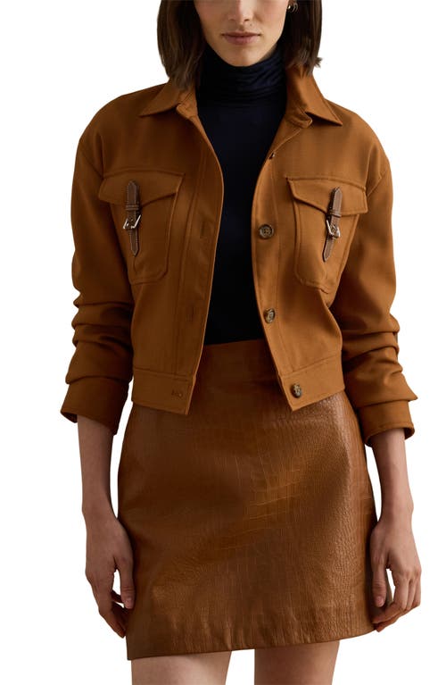 Ralph Lauren Buckle-trim Serge Cropped Jacket In Brown