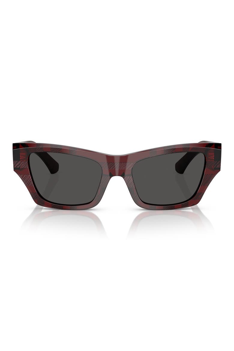 52mm Cat Eye Sunglasses, Main, color, RED CHECK/ DARK GREY