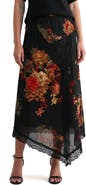 Mila Mae Lace Trim Asymmetrical Midi Skirt