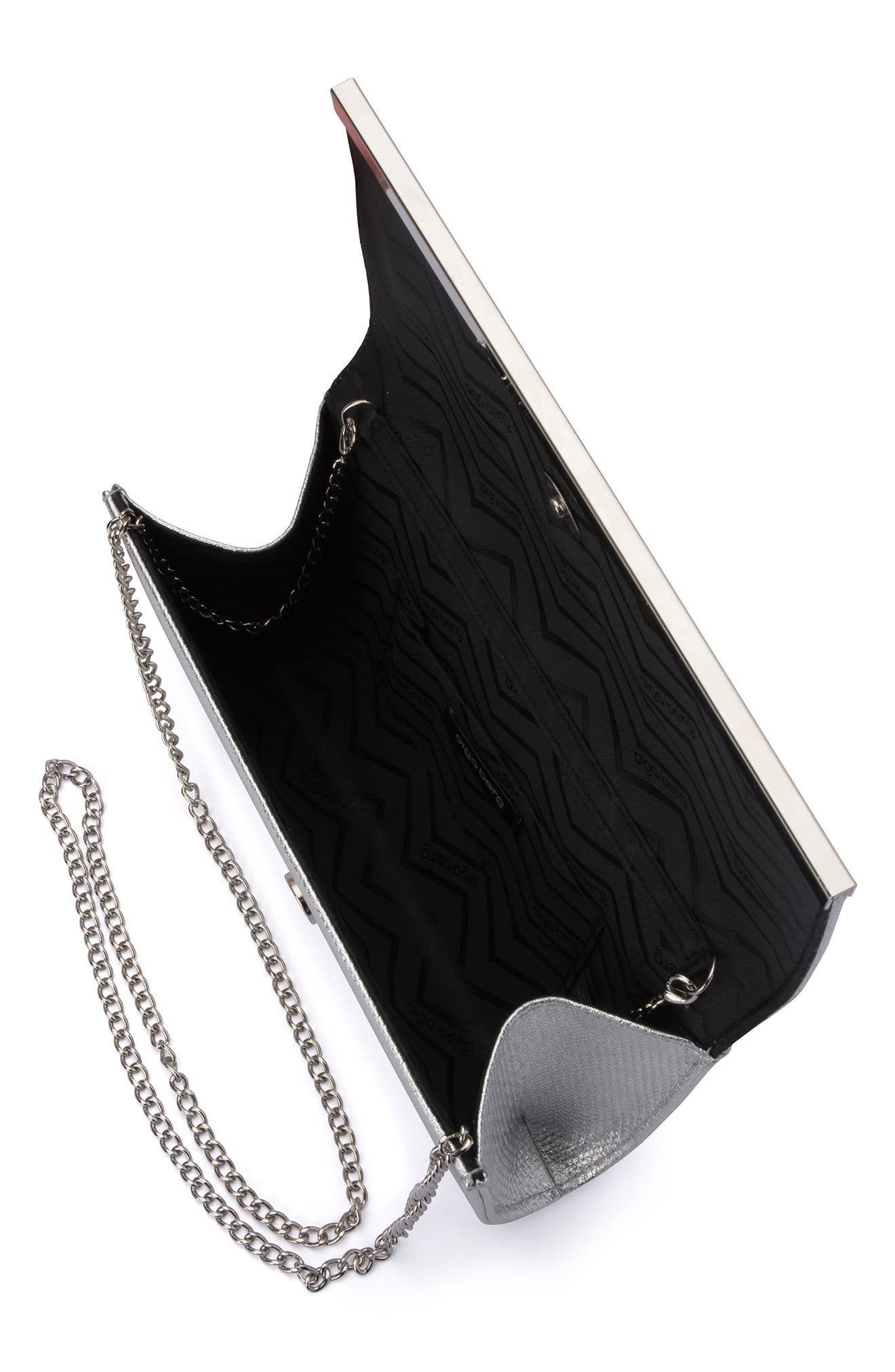 Olga Berg Maddie Metallic Embossed Foldover Clutch, Alternate, color, 