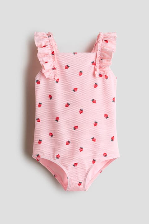 Frill-trimmed Textured Swimsuit