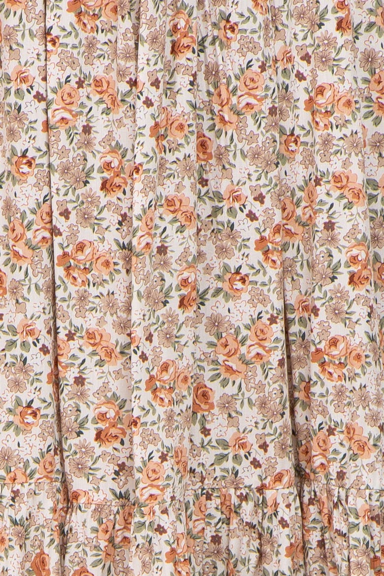 Floral Smocked Puff Sleeve Midi Dress, Alternate, color, Taupe