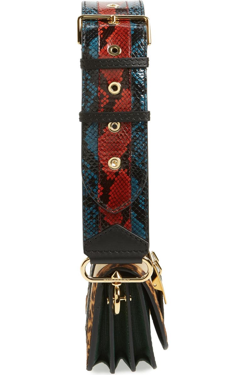 Burberry 'Belt Bag' Mixed Finish Convertible Clutch with Genuine Snakeskin Trim, Alternate, color,