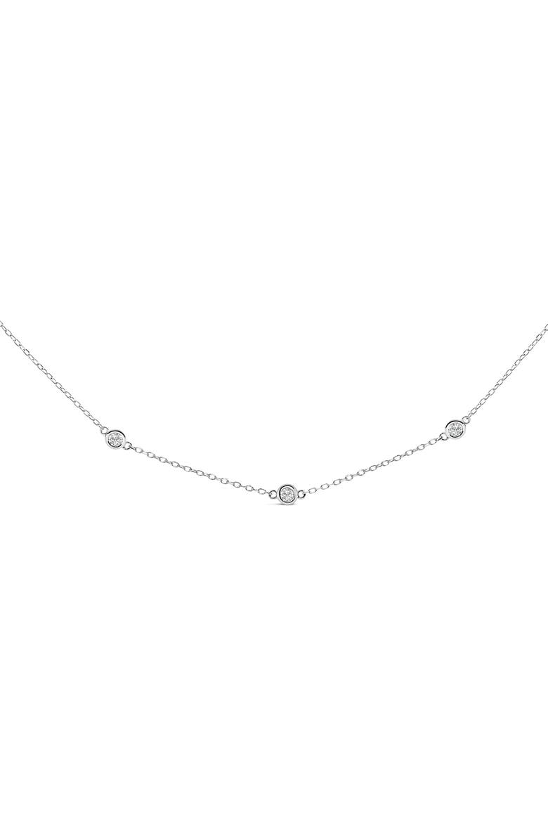 14K White Gold 1/2 Cttw Bezel Set Diamond Station Necklace, Main, color, White Gold