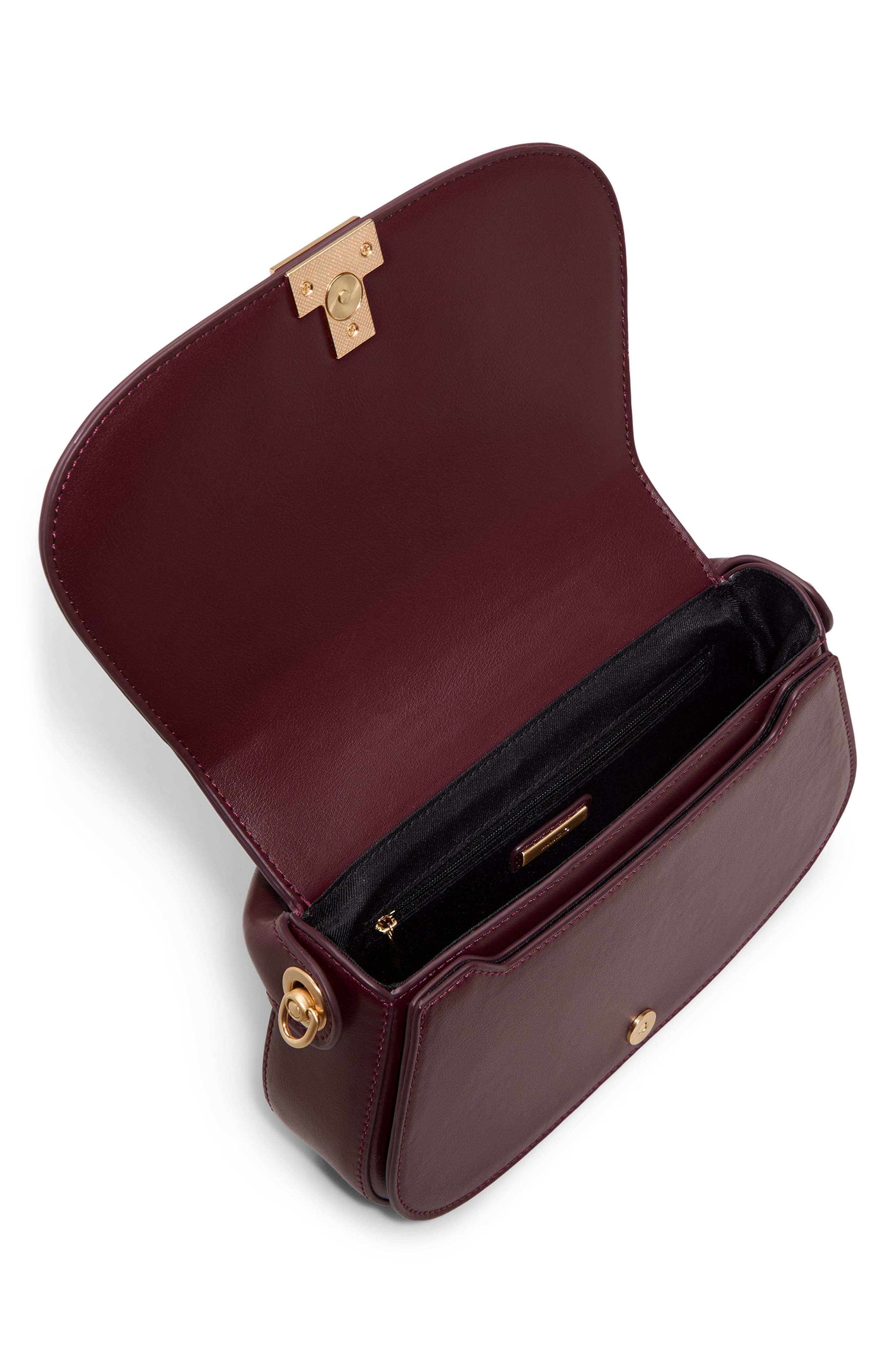 ALDO Willamae Faux Leather Top Handle Bag, Alternate, color, Dark Plum