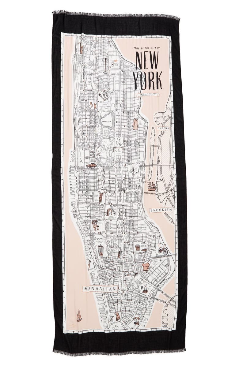 Kate Spade New York new york map print scarf, Alternate, color,