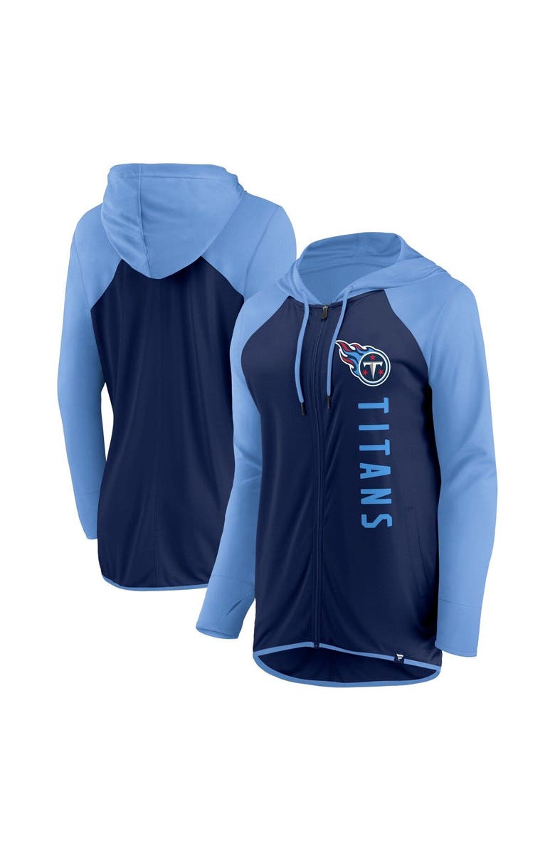 FANATICS Women's Fanatics Branded Navy/Light Blue Tennessee Titans Forever Fan Full-Zip Hoodie, Main, color, Navy