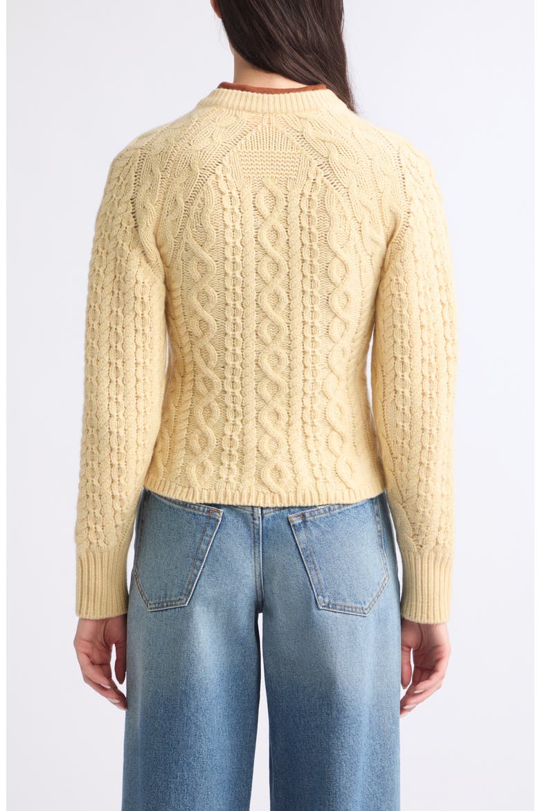 Cable Sculpted Cardigan, Alternate, color, BUTTER