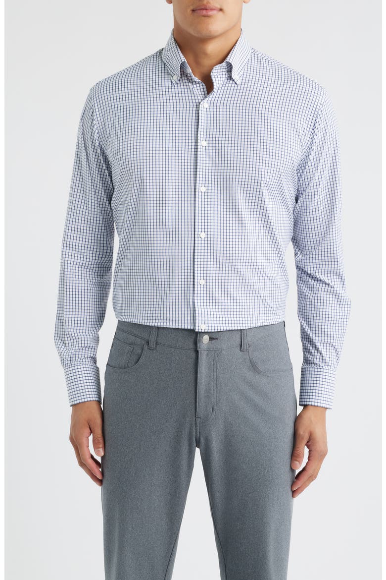 Hanford Check Performance Twill Button-Down Shirt, Main, color, CLASSIC NAVY