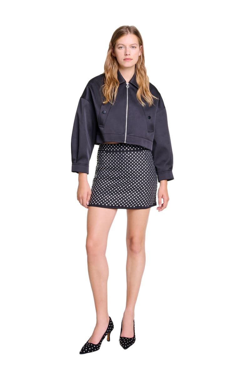 maje Short skirt with rhinestones, Main, color, 