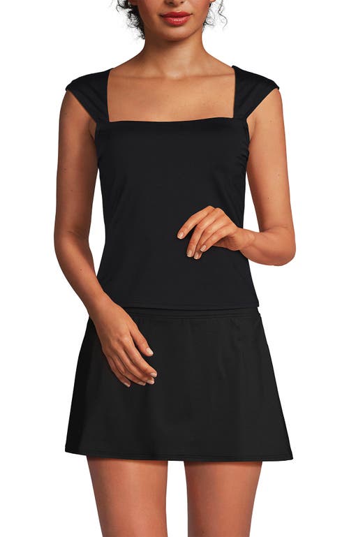 Lands' End Womens Square Neck Underwire Square Back Tankini Swimsuit Top In Black