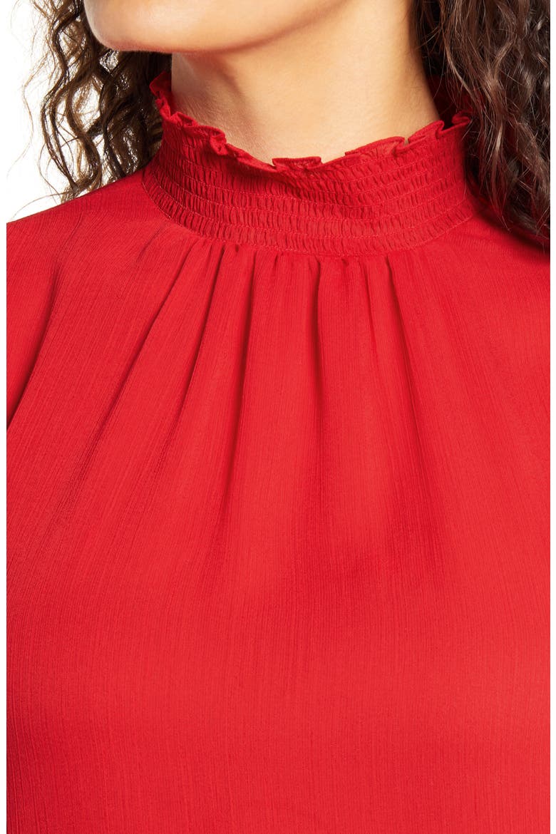 Smocked Neck Blouse, Alternate, color, ROSSO