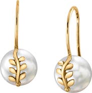 The Pearl Source White South Sea Pearl Jayne Leaf Earrings