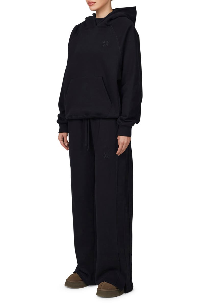 Good For Nothing Ribbed Emblem Pullover Hoodie, Alternate, color, Black