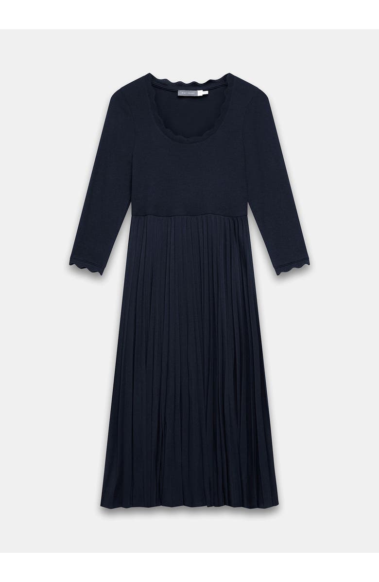 MINT VELVET Scallop Jersey Mix Midi Dress, Alternate, color, Navy