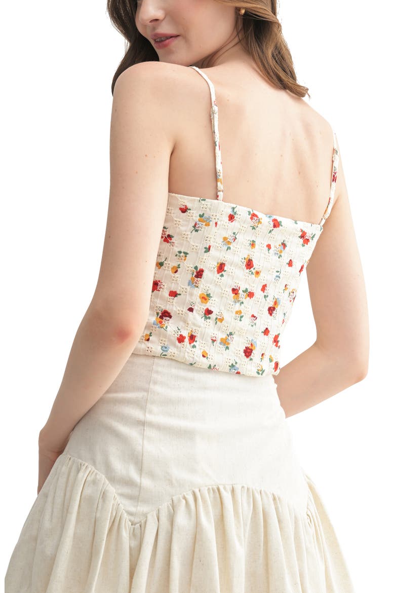 Floral Cotton Eyelet Camisole, Alternate, color, CREAM RED