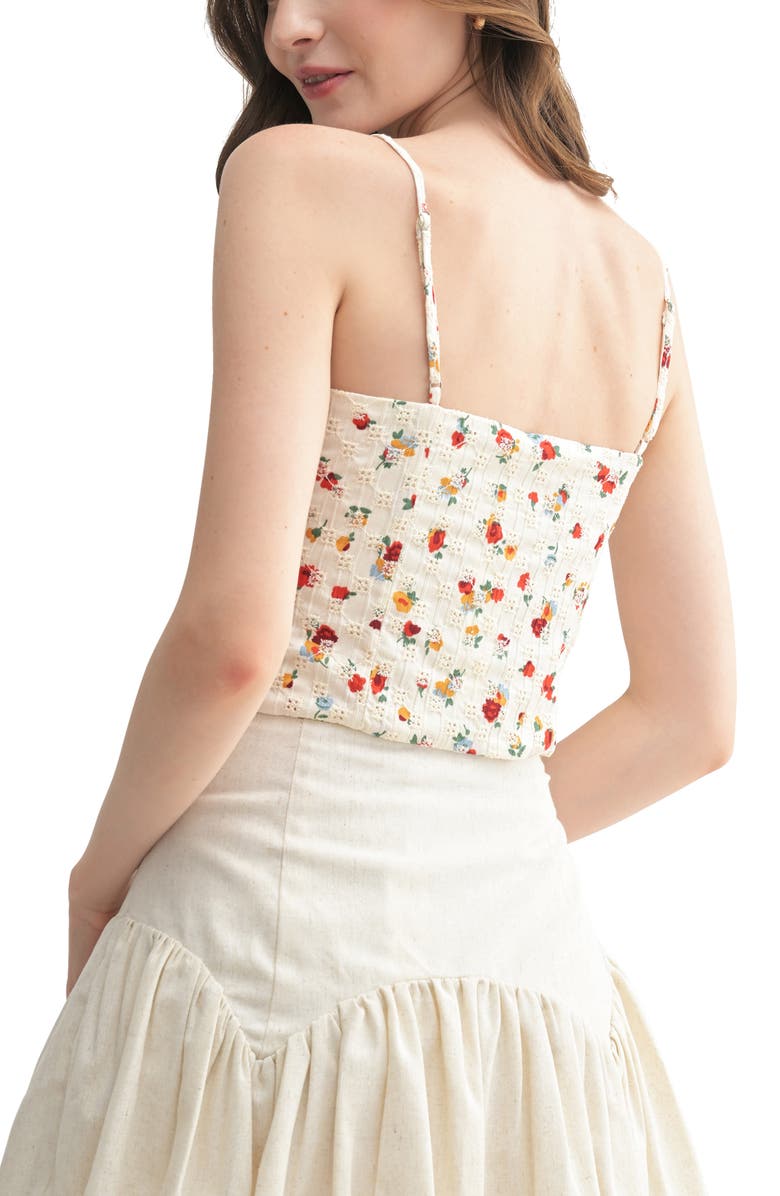 All in Favor Floral Cotton Eyelet Camisole, Alternate, color, Cream Red