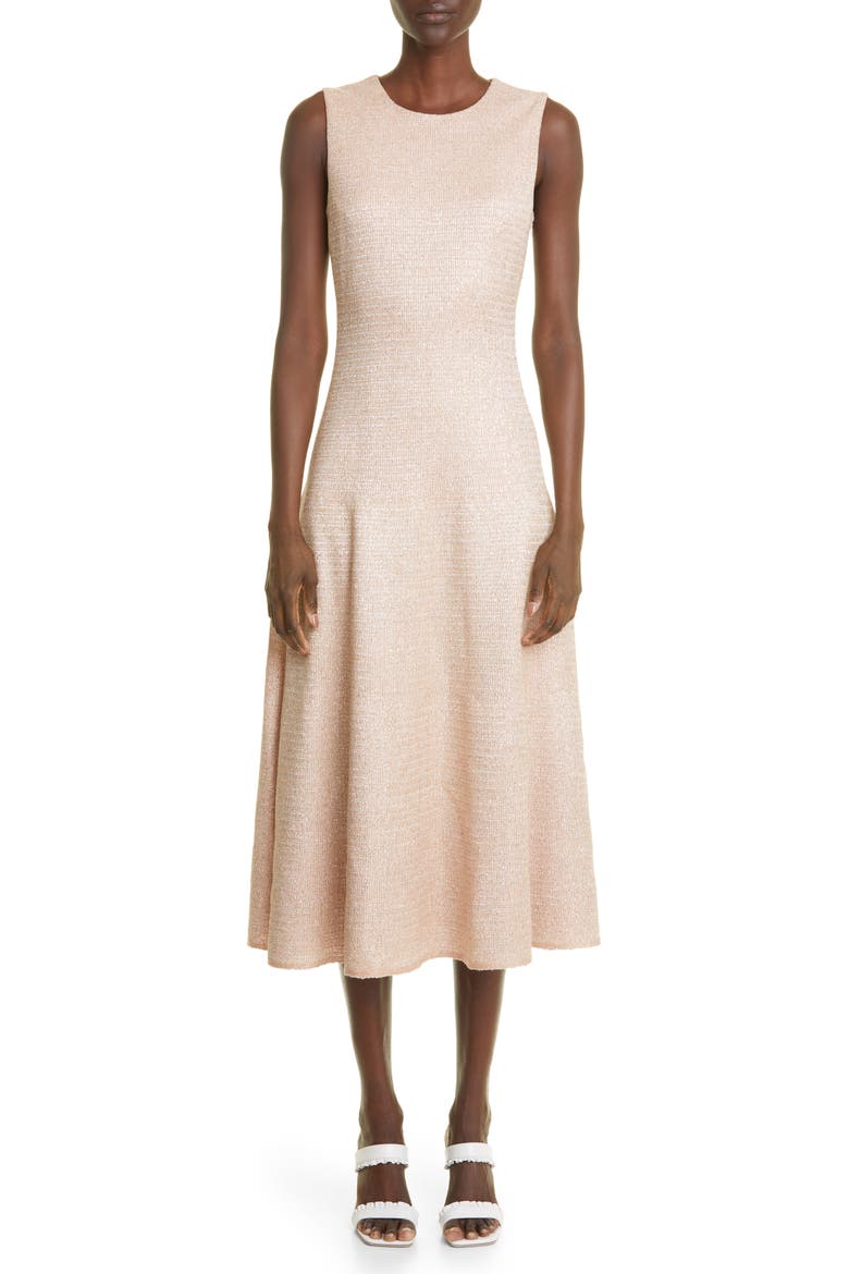 Metallic Knit Sleeveless Midi Dress, Main, color, CORAL MULTI