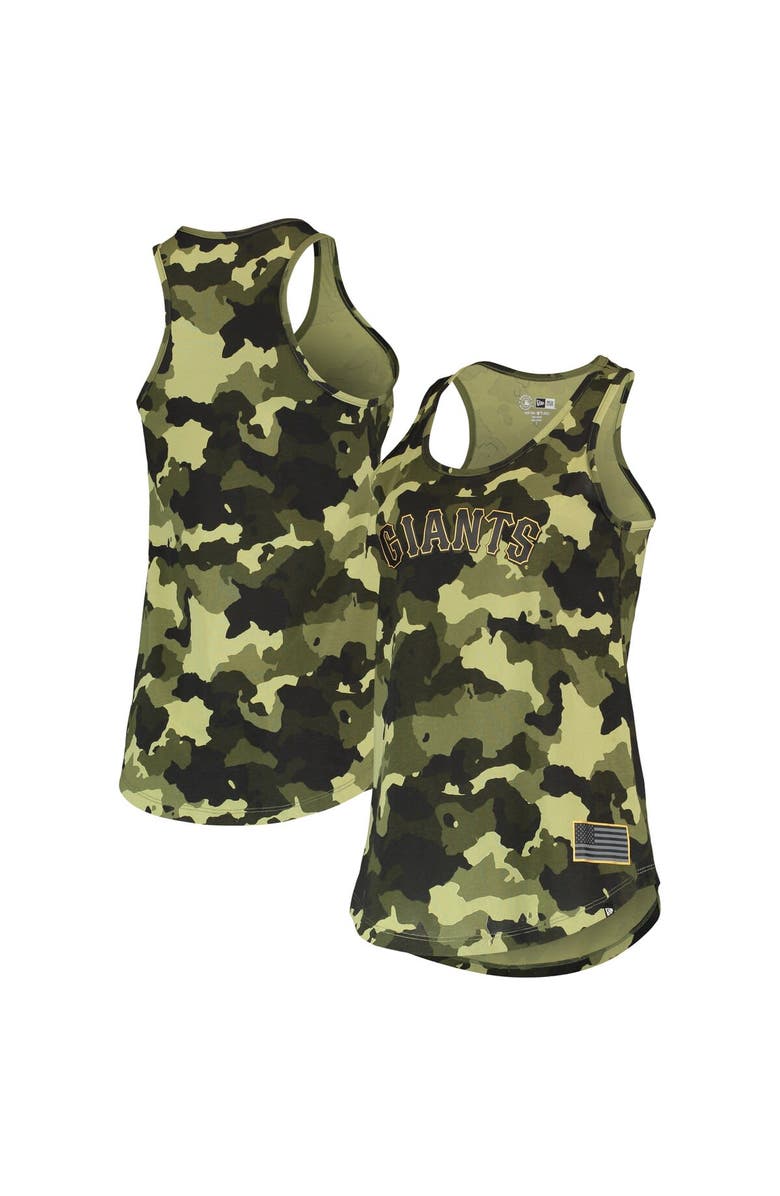 New Era Women's New Era Green San Francisco Giants 2022 MLB Armed Forces Day Camo Racerback Tank Top, Main, color, 