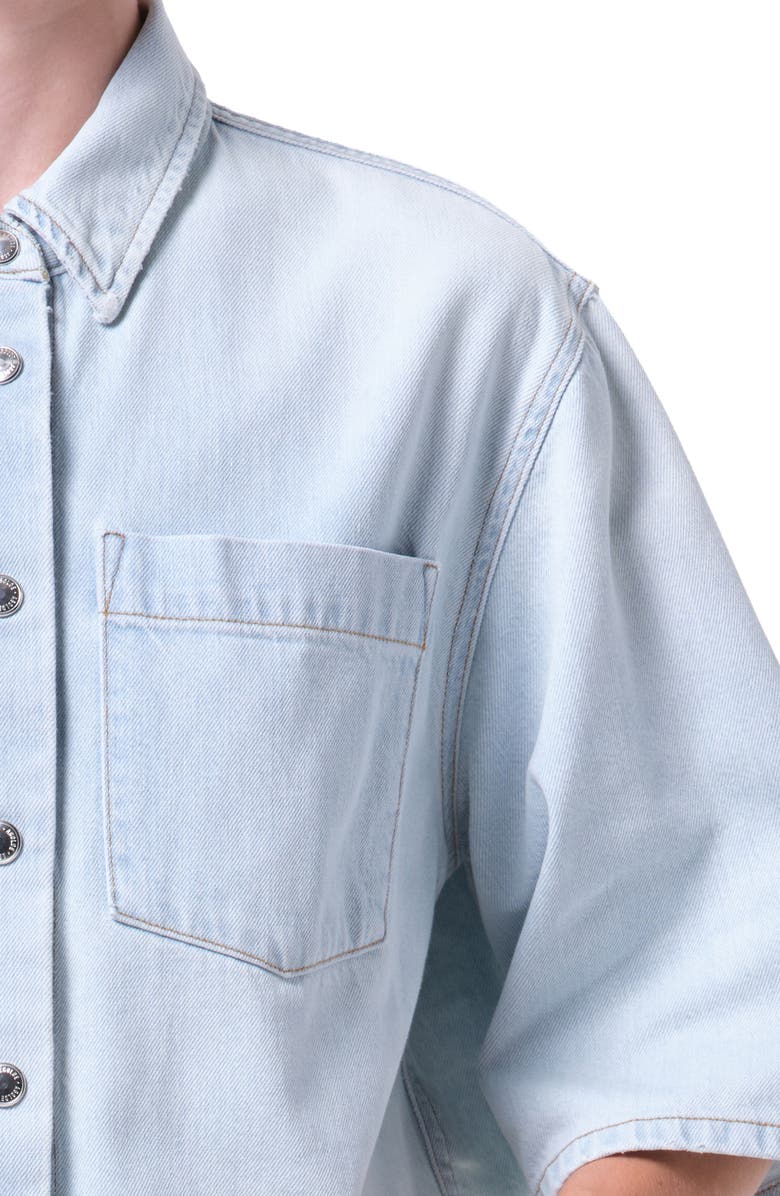 AGOLDE Tomine Boxy Denim Button-Up Shirt, Alternate, color, Pause Light Indigo