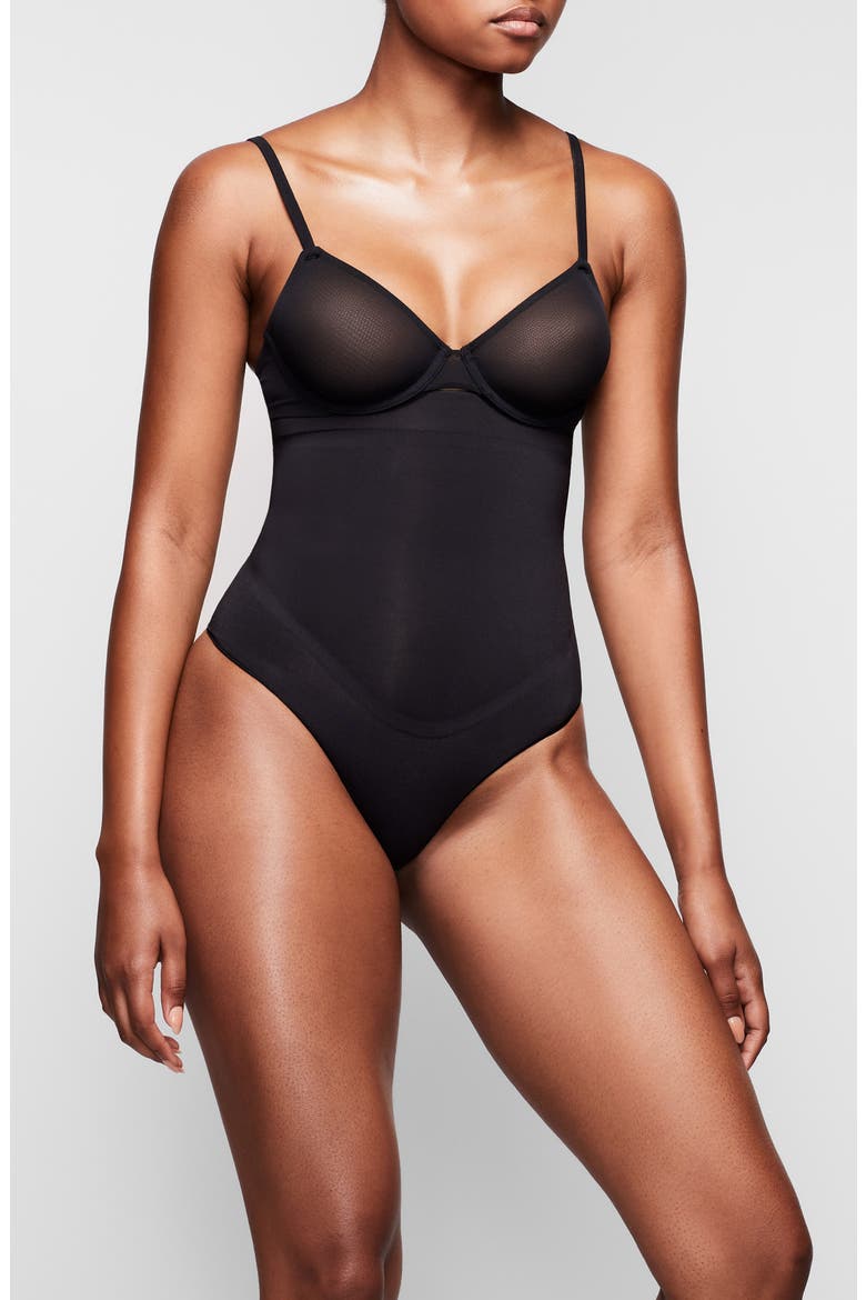 High Waist Bonded Thong, Alternate, color, ONYX