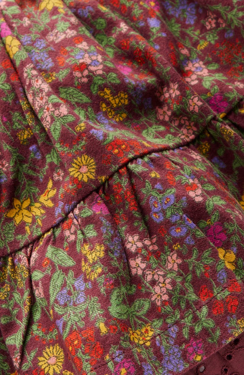 Mini Boden Kids' Floral Print Woven Skirt, Alternate, color, Chestnut Flower Meadow