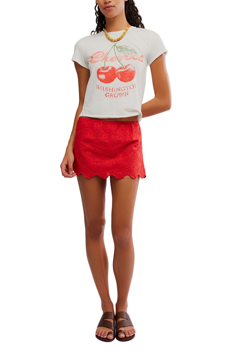 Free People Eyes On You Floral Eyelet Embroidered Miniskort, Alternate, color, High Risk Red