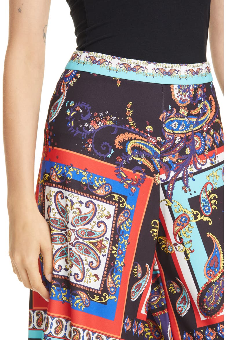 Athena Print Super Flared Wide Leg Pants, Alternate, color, ROYALTY PAISLEY