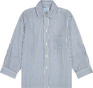 Mer St. Barth Remi Boy's Button Front Shirt Marine Stripe