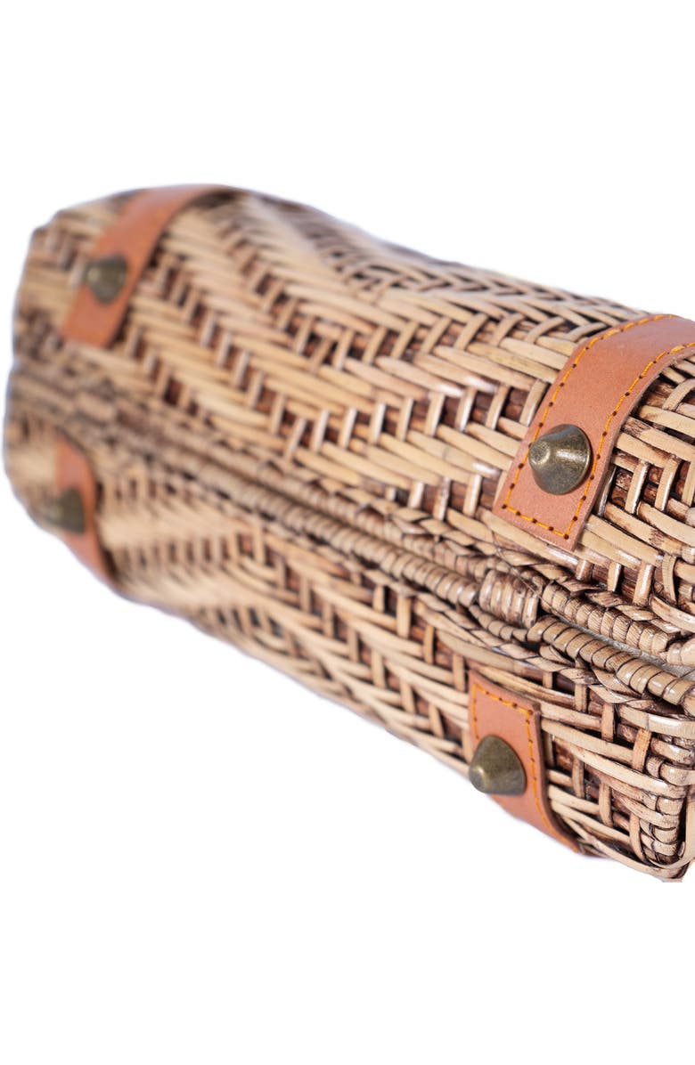 Jelavu Morgana Rattan & Leather Shoulder Bag, Alternate, color, Tan